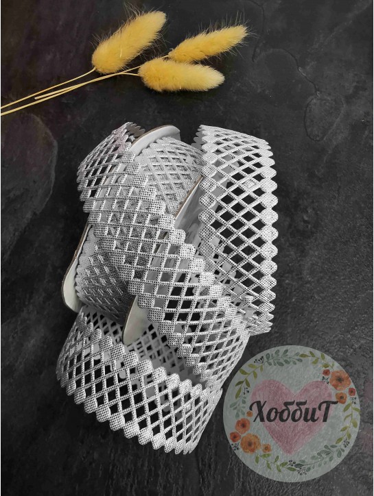 Лента фигурная "Сеточка" 2,3см. (серебро)